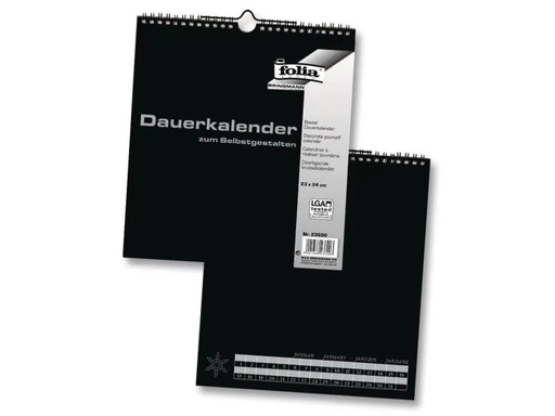 [90102163 649251] Folia Dauerkalender 23 x 24 cm, Schwarz
