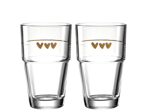 [90102280 1187752] Leonardo Latte Macchiato Becher Napoli Herz 410 ml, Transparent
