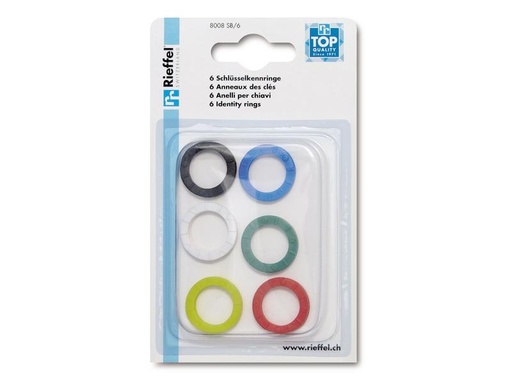 [90102327 1144239] Robert Rieffel Schlüsselring 25 mm, 6 Stück, Mehrfarbig