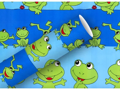 [90103166 546897] Braun + Company Geschenkpapier Froggy Blau/Grün, 70 cm x 2 m