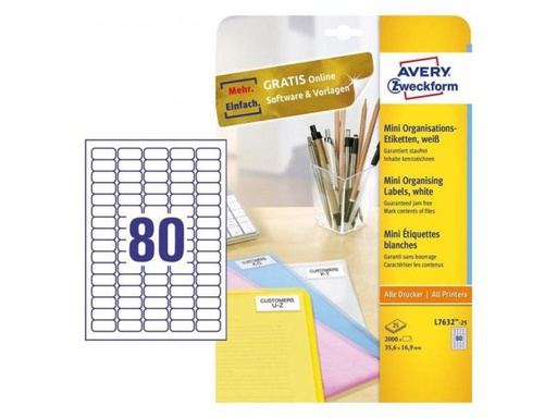 [90103418 567864] Avery Zweckform Mini-Etiketten L7632 - 25 35.6 x 16.9 mm