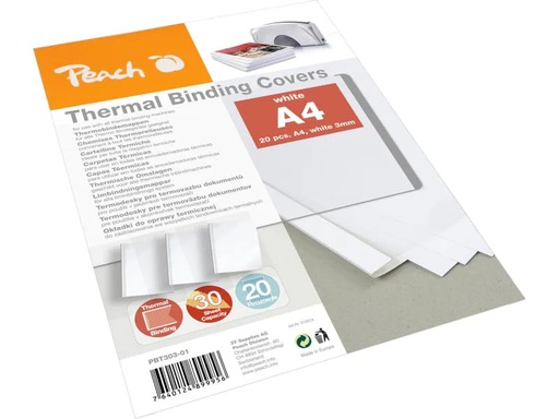[90103492 747230] Peach Einbanddeckel für 30 Blatt, 200 g/m², 20 Stück, Weiss