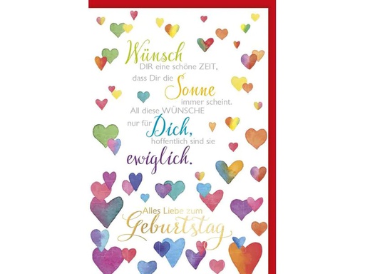 [90103769 1176053] Braun + Company Geburtstagskarte Herzchen 11.5 x 17 cm