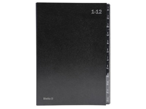 [90103923 555704] Biella Pultmappe A4 1-12 / Jan-Dez Schwarz
