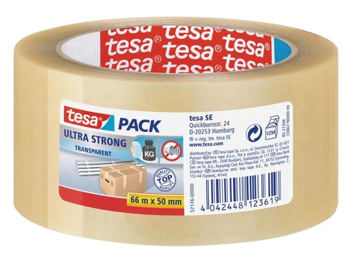 [90104131 521630] tesa Klebeband ultrastrong 50 mm x 66 m, 1 Rolle Transparent