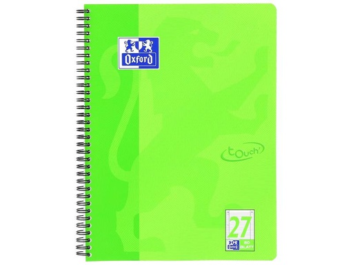 [90010398 1108923] Oxford Notizheft Touch Collegeblock L27, A4 +, Liniert, Grün