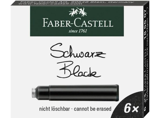 [90104245 1036397] Faber-Castell Tintenpatrone Schwarz, 6 Stück