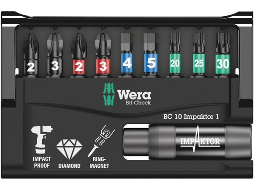 [90105097 998156] Wera Bit-Set Bit-Check 10 Impaktor 1, 10-teilig