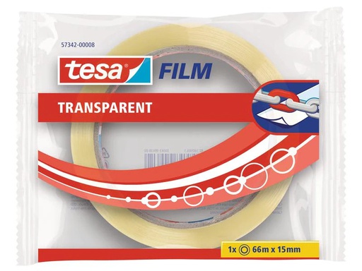 [90105213 540179] tesa Klebeband 15 mm x 66 m, Transparent, 1 Rolle