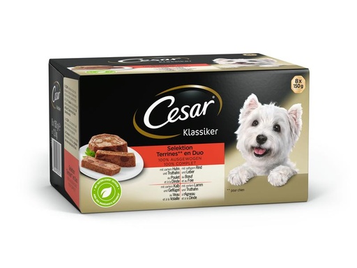 [90105479 1115901] Cesar Nassfutter Klassiker Selection, 8 x 150 g