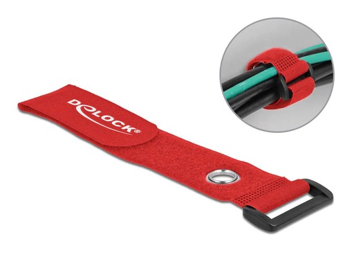 [90106204 1214443] Delock Klettkabelbinder Rot 280 mm x 38 mm 3 Stück