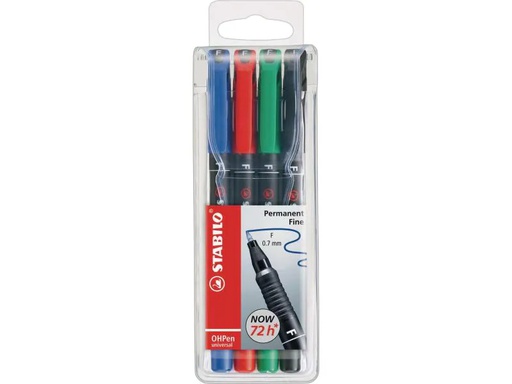 [90106982 81531] STABILO Folienstift OHPen universal F permanent 4 Stück, Mehrfahrbig