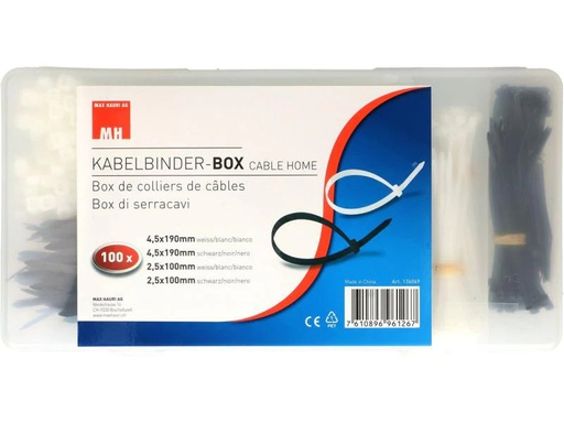 [90107262 1061127] Max Hauri Kabelbinder Weiss/Schwarz 100 mm/190 mm x 2.5 mm/4.5 mm