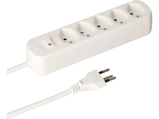 [90107587 1146628] Max Hauri Steckdosenleiste Basic-Line 5x T13 Weiss, mit Schalter