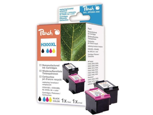 [90107877 232404] Peach Tintenset HP Nr. 300XL (CC641EE/CC644EE) BK, C, M, Y