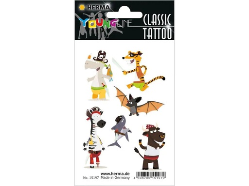 [90107954 1098935] Herma Stickers Tattoos Classic Piratentiere, 1 Stück