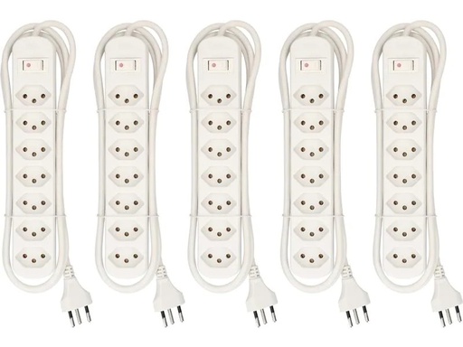 [90010845 1163047] Max Hauri Steckdosenleiste Basic-Line 7x T13 5er Set