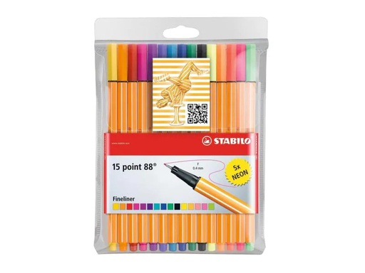 [90108784 241741] STABILO Fineliner point 88 15 Stück, Mehrfarbig