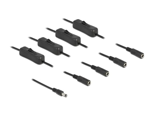 [90108790 1198609] Delock Hohlstecker Kabel DC 5.5 x 2.1 mm zu 4 x DC mit Schalter 1 m