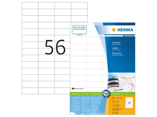 [90109464 1165198] HERMA Universal-Etiketten Premium 4609 52.5 x 21.2 mm, 200 Blatt