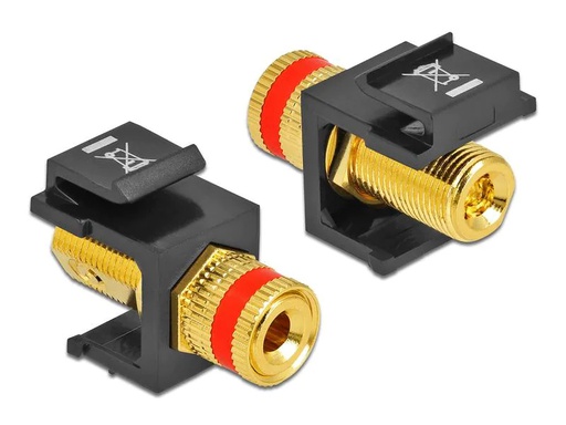 [90109818 1192234] Delock Keystone-Modul Polklemme auf Gewindebuchse rot / schwarz