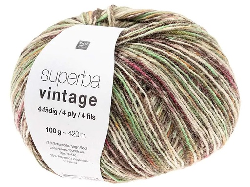 [90109887 1156846] Rico Design Wolle Soft Vintage für Socken 4-fädig, 100 g,  Braun; Grün
