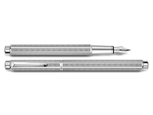 [90110013 552704] Caran d'Ache Füllfederhalter Ecridor Chevron Medium (M), Silber