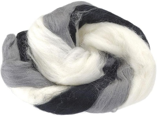[90110210 1101975] Heyda Filzwolle 3-Strang-Mix 50 g, Grau/Schwarz/Weiss