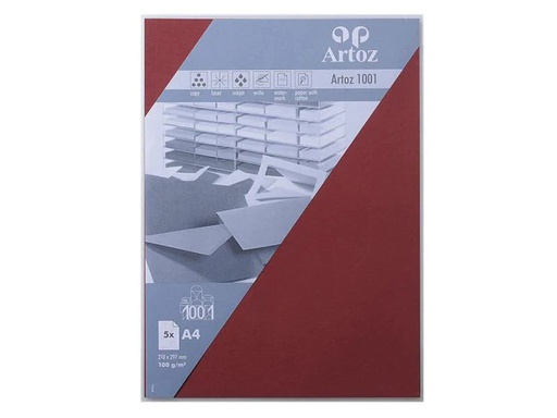 [90110418 1212342] Artoz Schreibpapier 1001 A4 100 g/m² 5 Blatt, Weinrot