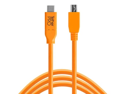 [90110474 987702] Tether Tools Kabel TetherPro USB-C / 2.0 Micro-B 5-Pin 4.6 Meter – orange