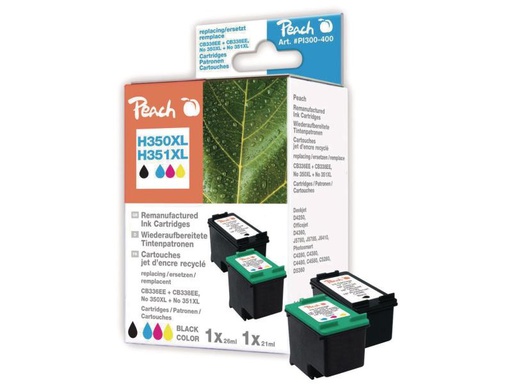 [90110733 232409] Peach Tintenset HP Nr. 350XL (CB336EE/CB338EE) BK, C, M, Y