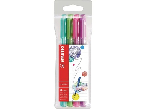 [90110777 576039] STABILO Fineliner pointMax 4 Stück, Mehrfarbig