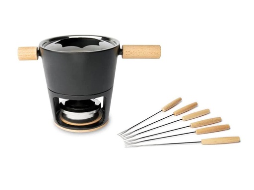 [90110836 1046100] Stöckli Fleischfondue-Set Titlis 8 Teile, Hellbraun/Schwarz
