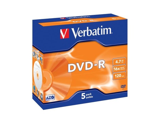 [90111140 38353] Verbatim DVD-R 4.7 GB, Jewelcase (5 Stück)