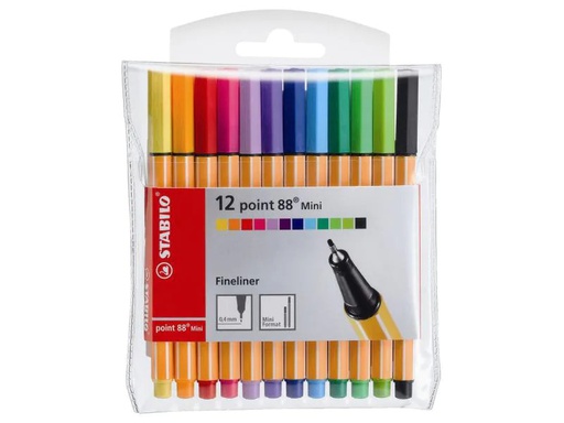 [90111490 576036] STABILO Fineliner point 88 MINI 12 Stück, Mehrfarbig
