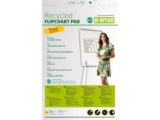 [90111504 266897] Bi-Office Flipchart Papier 65 x 98 cm 20 Blatt Blanco 70 g/m², 5 Stück