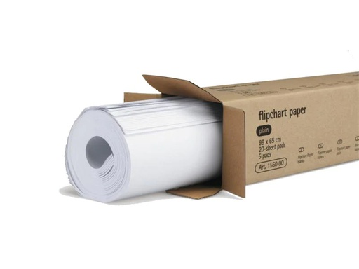 [90111766 917906] Legamaster Flipchart Papier 65 x 98 cm 20 Blatt Blanco 80 g/m², 5 Stück