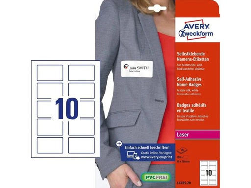[90111904 742146] Avery Zweckform Namensetiketten L4785-20 80 x 50 mm
