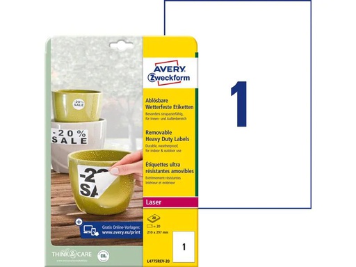 [90112040 716184] Avery Zweckform Universal-Etiketten Wetterfest 210 x 297 mm