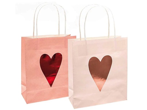 [90112191 1146427] Rico Design Geschenktasche Herzen 2 Stück, Rosa, 18  x 21 cm