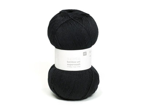 [90112231 1156838] Rico Design Wolle Bamboo Uni für Socken 100 g, Schwarz