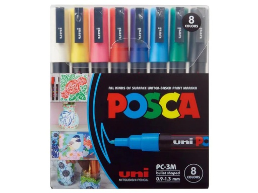 [90112378 1004354] Uni Permanent-Marker POSCA 0.9 - 1.3 mm, 8 Stück