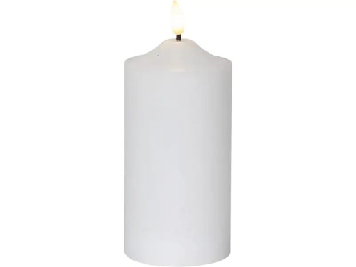 [90112559 1059723] Star Trading LED-Kerze Pillar Flamme Ø 7.5 x 17 cm, Weiss