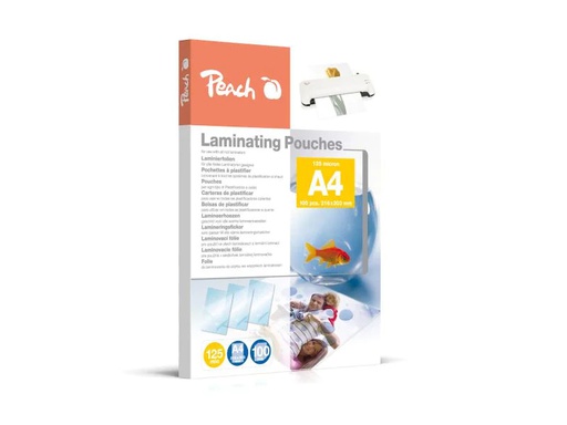 [90112761 331649] Peach Laminierfolie A4, 125 µm, 100 Stück