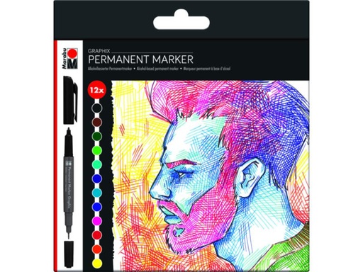 [90011274 1082347] Marabu Permanent-Marker Graphix Significant 12 Stück