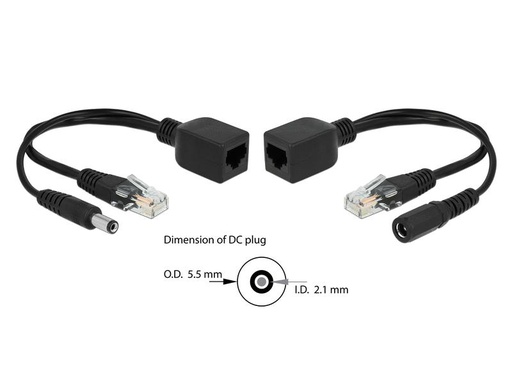 [90113563 1101277] Delock PoE Converter Passives Adapter Set RJ45, DC 5.5 x 2.1mm