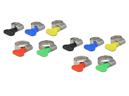 [90114051 1192212] Delock Schlauchschellen-Set Diverse Grössen, Bunt 10 Stück