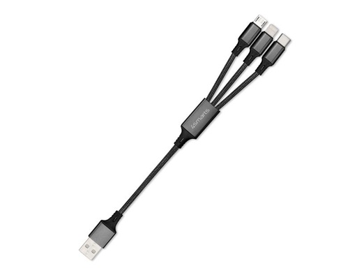 [90114097 1092750] 4smarts USB-Ladekabel USB-A – USB-C/MicroB/Lightning, 2.4A 20 cm