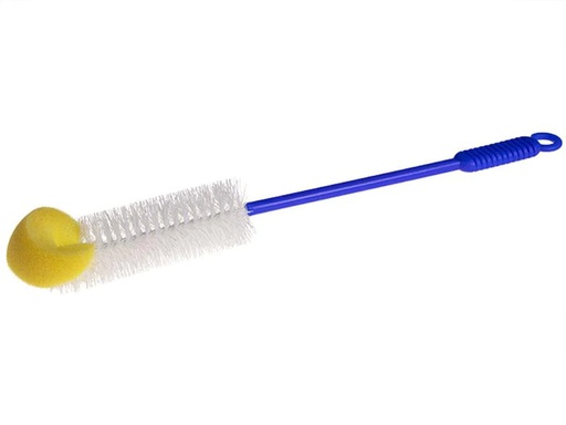 [90114204 1063450] Edi Baur Flaschenbürste mit Schwammkopf, Blau/Weiss/Gelb