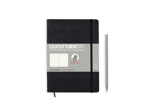 [90114384 678472] Leuchtturm Notizbuch Medium Softcover A5, Dot, Schwarz